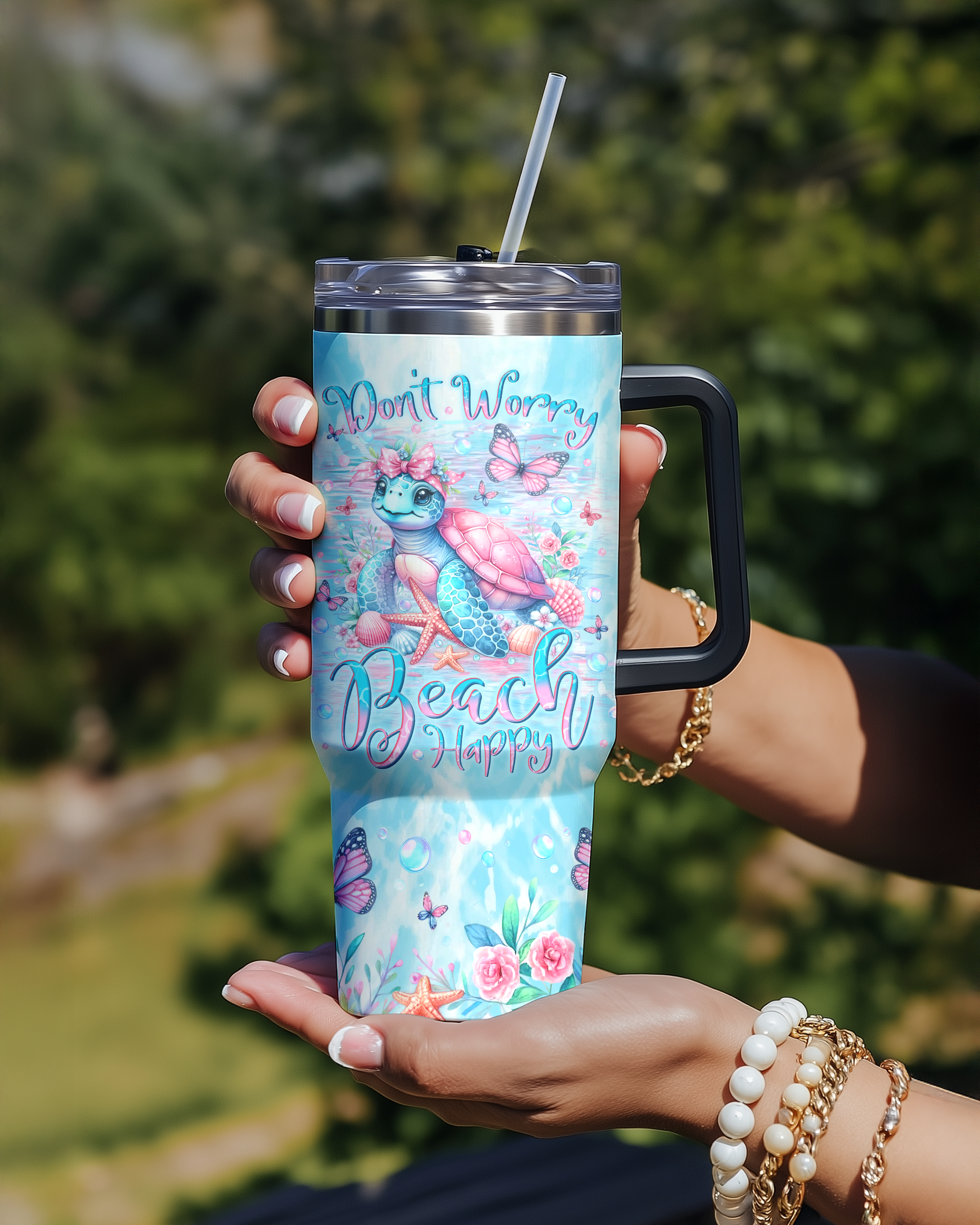 DON'T WORRY BEACH HAPPY TURTLE TUMBLER - YHLN2608255