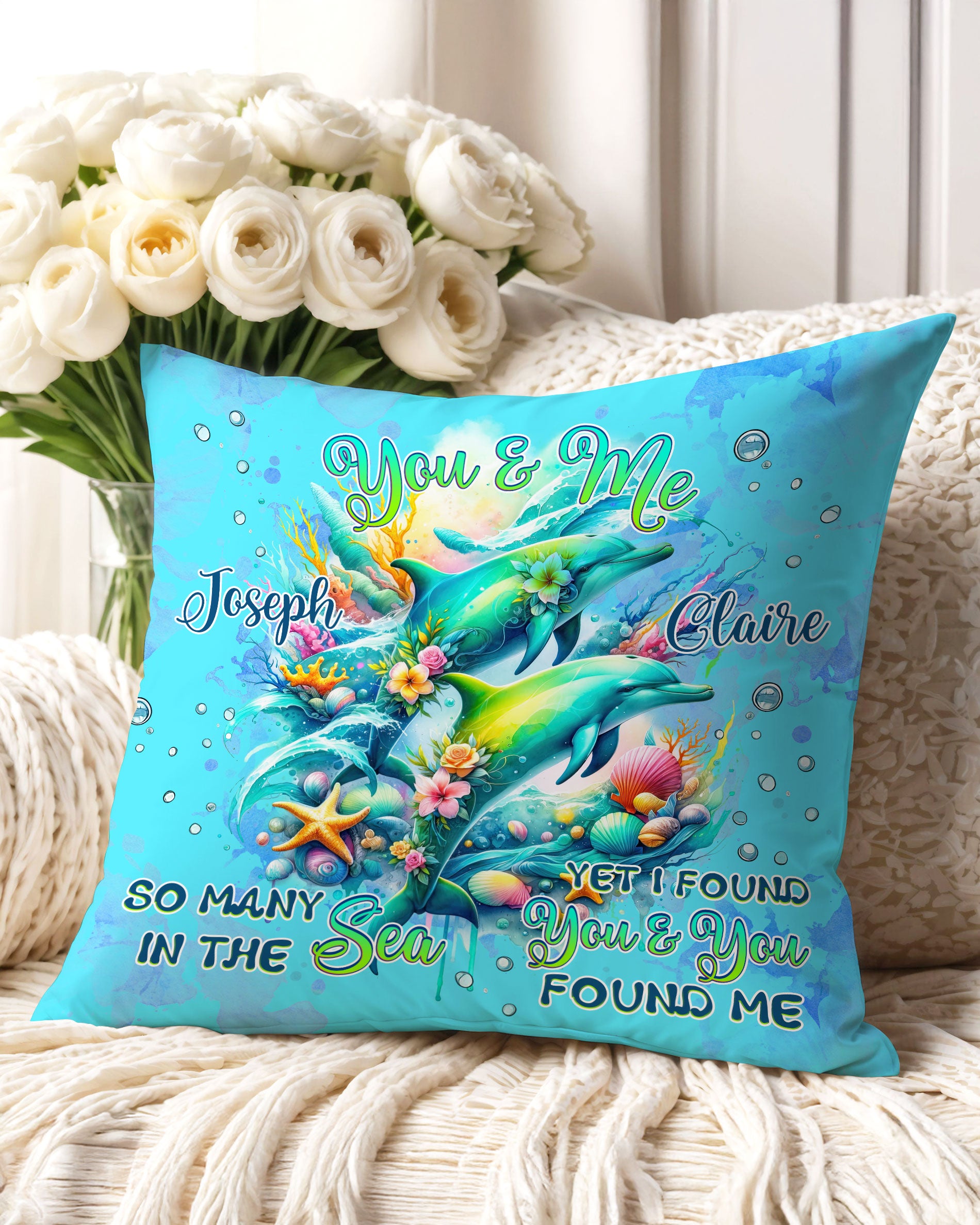 PERSONALIZED YOU AND ME SO MANY IN THE SEA DOLPHIN PILLOW - TLNZ1102253