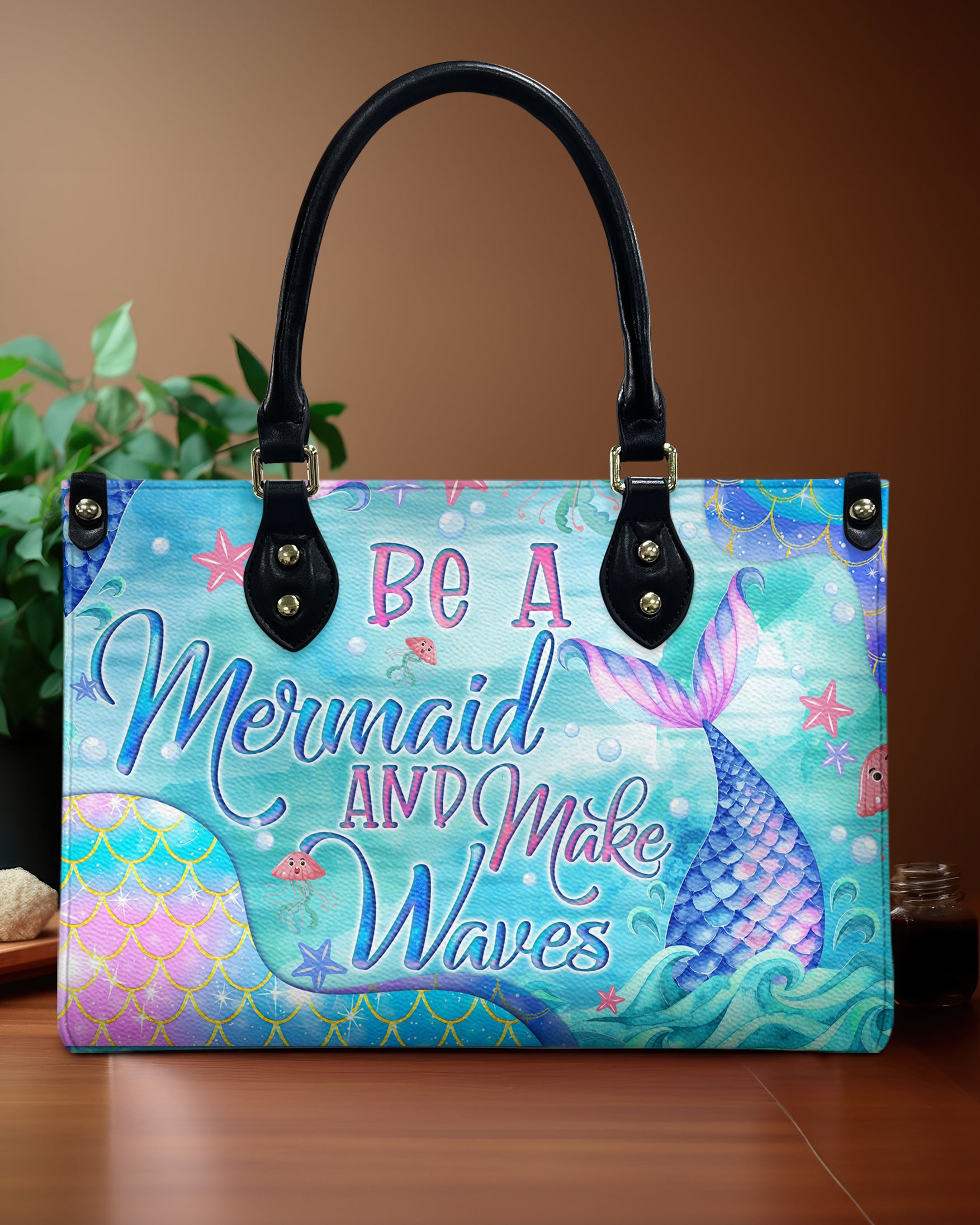 BE A MERMAID AND MAKE WAVES LEATHER HANDBAG - TYQY0504242