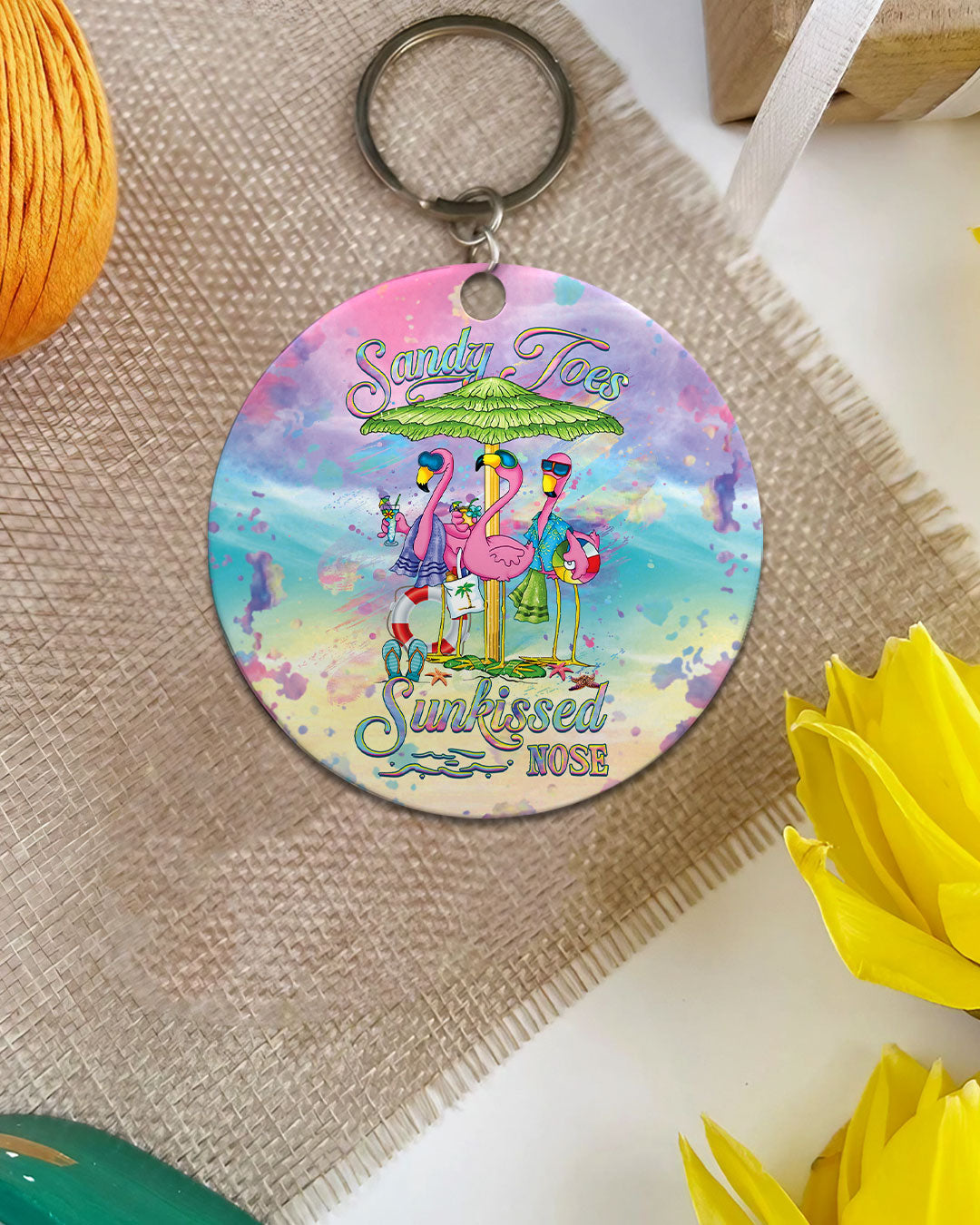 SANDY TOES SUNKISSED NOSE FLAMINGO ORNAMENT & KEYCHAIN - YHHG1009255