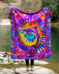 VIBRANT VORTEX DOLPHIN SUN FLEECE BLANKET - YHHG0602263