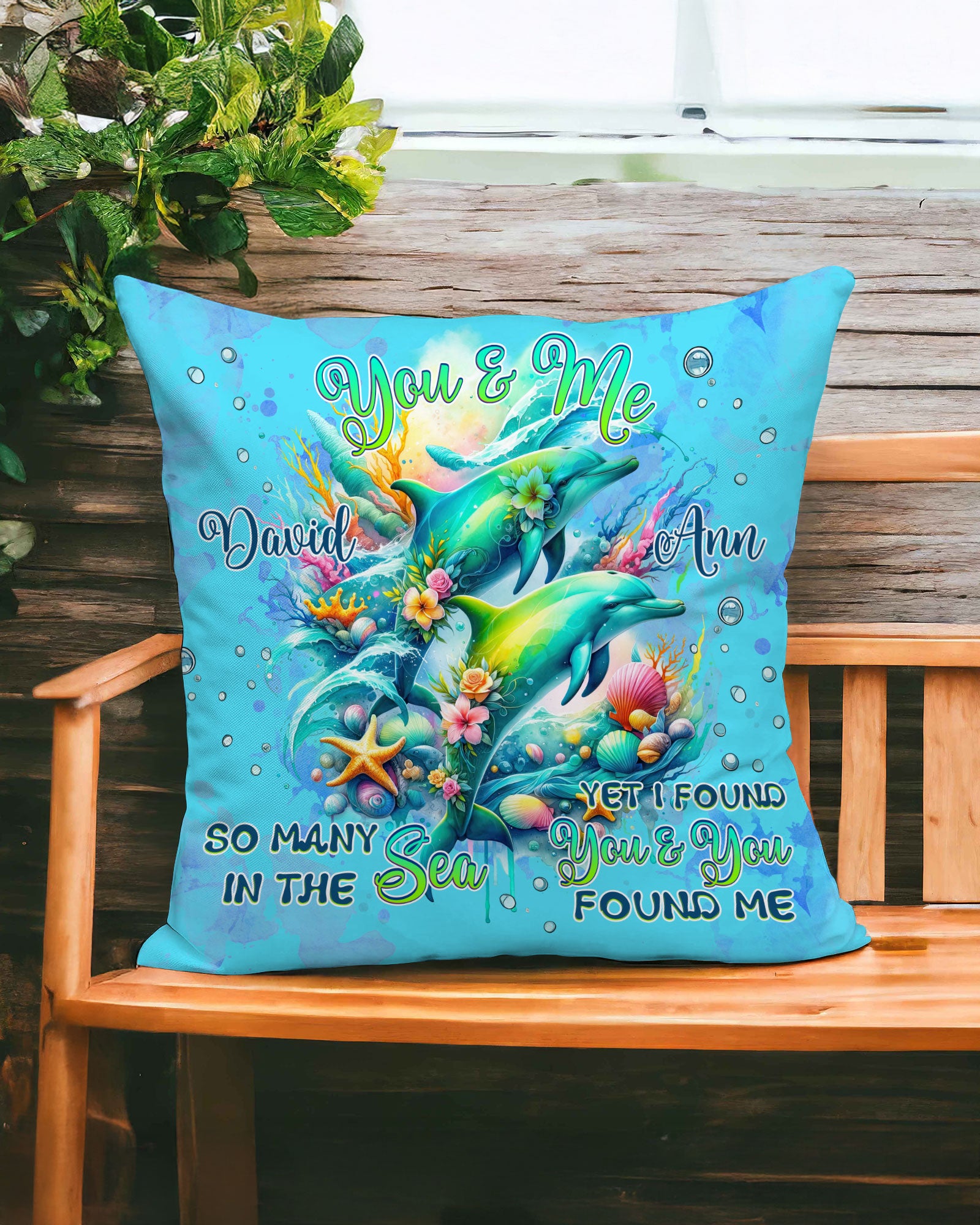 PERSONALIZED YOU AND ME SO MANY IN THE SEA DOLPHIN PILLOW - TLNZ1102253