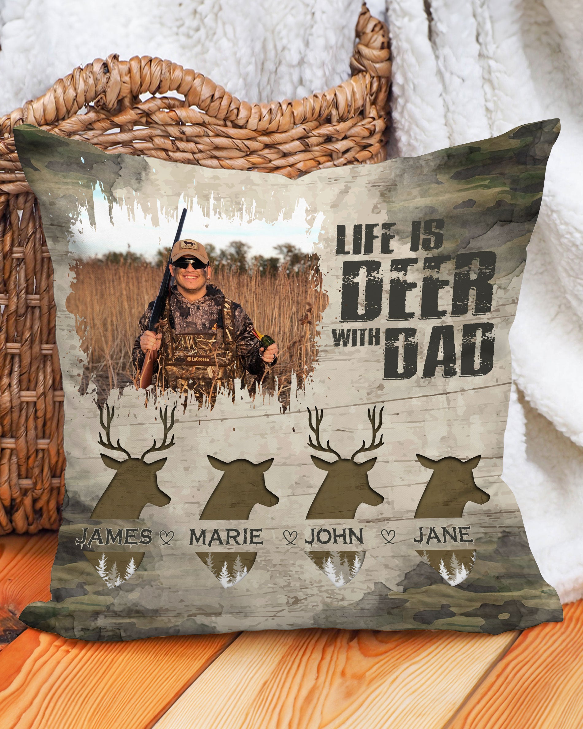 PERSONALIZED LIFE IS DEER WITH DAD PILLOW  - TLNZ2201253