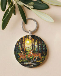 DEER FAMILY STAINED GLASS ORNAMENT & KEYCHAIN - YHHG2209255