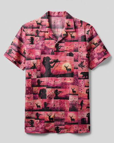 PINK HUNTRESS PATCHWORK CAMP SHIRT - TYQY1108263