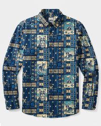 ISLAND FRENCHIE DOG PATCHWORK LONG SLEEVE BUTTON-DOWN SHIRT - TYQY1809265