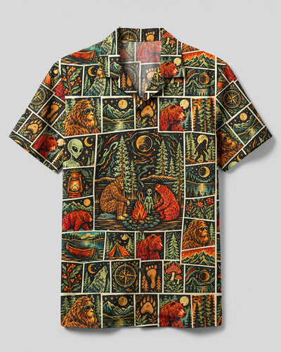 BIGFOOT ALIEN CAMPING PATCHWORK CAMP SHIRT - TYQY2109266