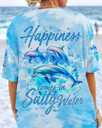 HAPPINESS COMES IN SALTY WATER DOLPHIN ALL OVER PRINT - TYQY1403242