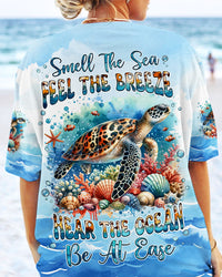 SMELL THE SEA FEEL THE BREEZE TURTLE LEOPARD ALL OVER PRINT - TLNZ2606241