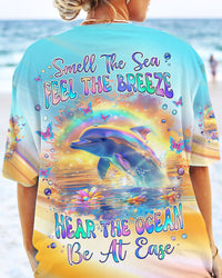SMELL THE SEA FEEL THE BREEZE DOLPHIN RAINBOW ALL OVER PRINT - TLNZ0107244