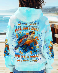SOME GIRLS ARE JUST BORN TURLTE WATERCOLOR ALL OVER PRINT  - TLNZ2301251