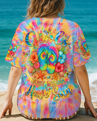 GIRLS JUST WANNA HAVE SUN FLIP FLOPS TIE DYE ALL OVER PRINT - TLNZ1804251