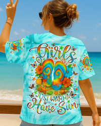 GIRLS JUST WANNA HAVE SUN FLIP FLOPS TIE DYE ALL OVER PRINT - TLNO1305252