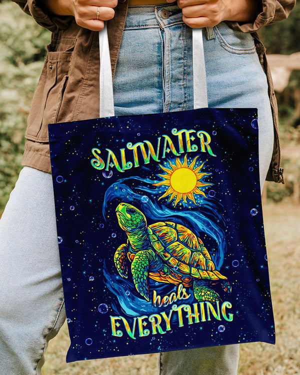 SALTWATER HEALS EVERYTHING TURTLE TOTE BAG   - TLPQ2711241