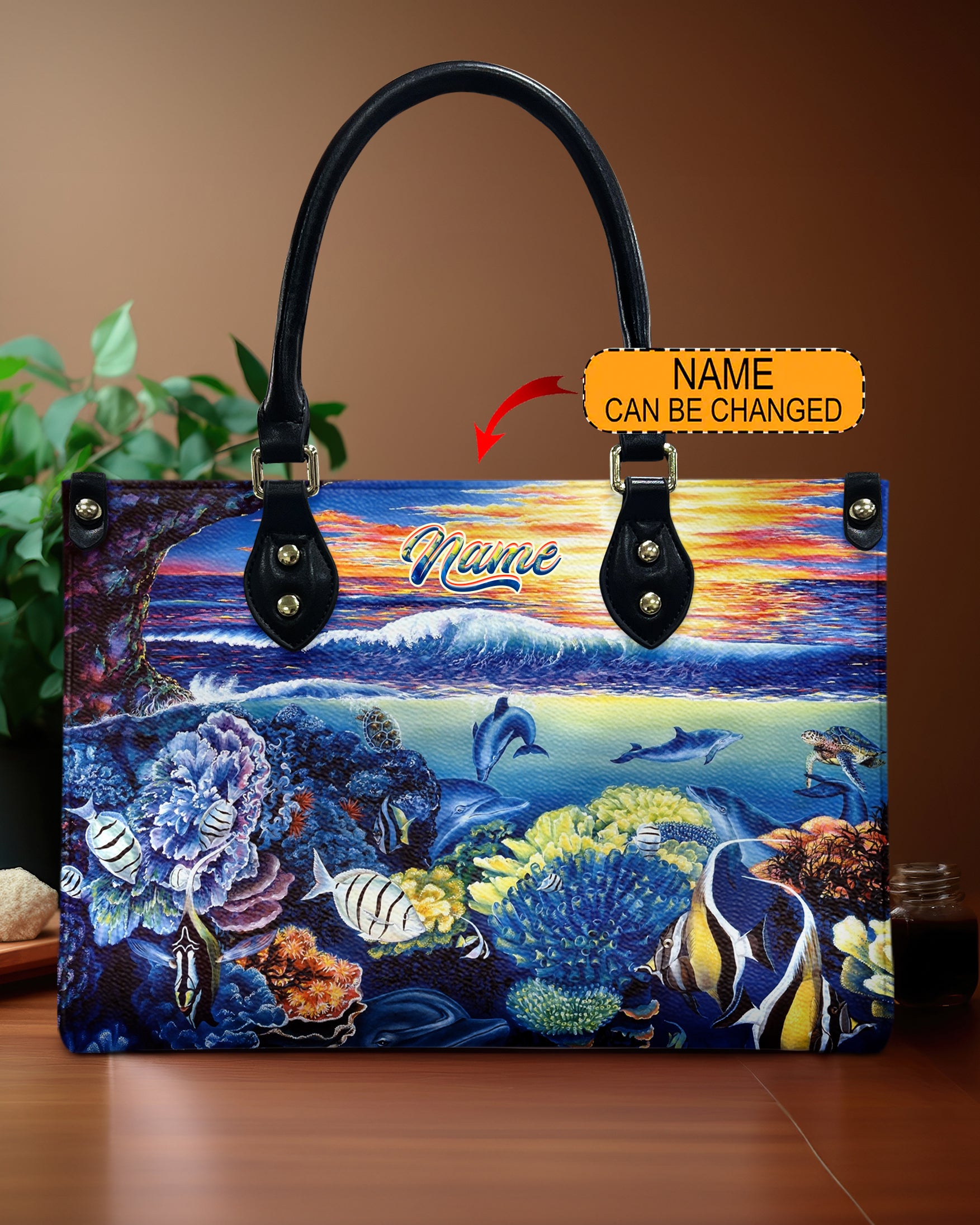 PAINTING OCEAN LEATHER HANDBAG - YHHG3010244