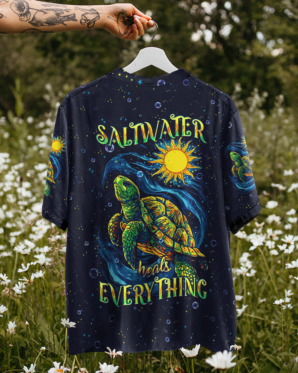 SALTWATER HEALS EVERYTHING TURTLE HAWAIIAN SHIRT  - TLPQ2711242