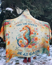 SMELL THE SEA FEEL THE BREEZE SEAHORSE SHERPA BLANKET HOODIE   - TLNZ1411241