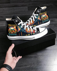 BLESSED ARE THE CURIOUS FOR THEY SHALL HAVE ADVENTURES HIGH TOP CANVAS SHOES - TYTD2504233