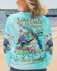 SOME GIRLS ARE JUST BORN TURTLE ALL OVER PRINT - TLNO0411233