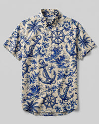 ANCHOR STEERING WHEEL PATTERN BUTTON-DOWN  COLLAR SHIRT - TLHN2206263